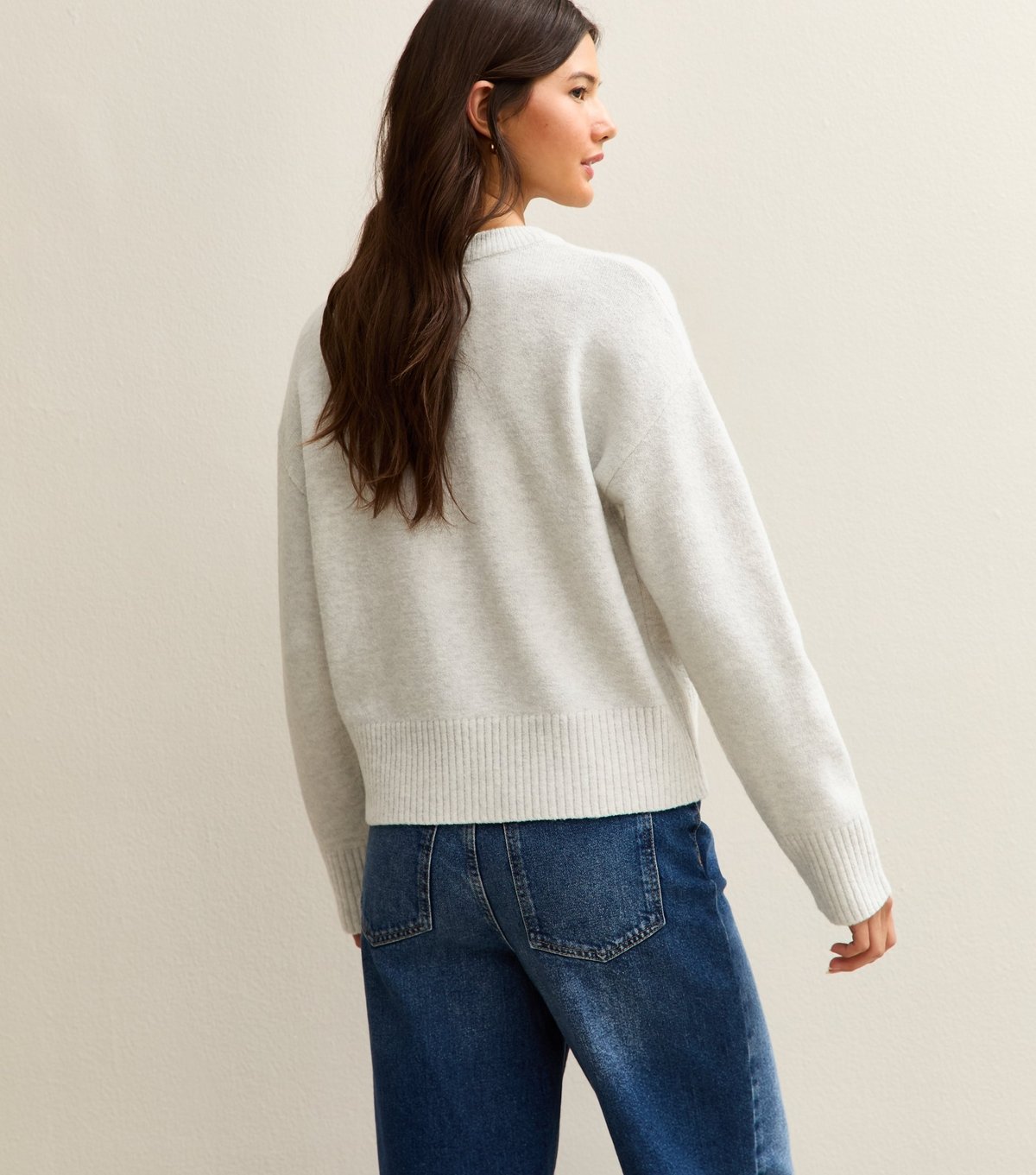 New Look Women's Light Grey Floral Embroidered Jumper New Look - 4