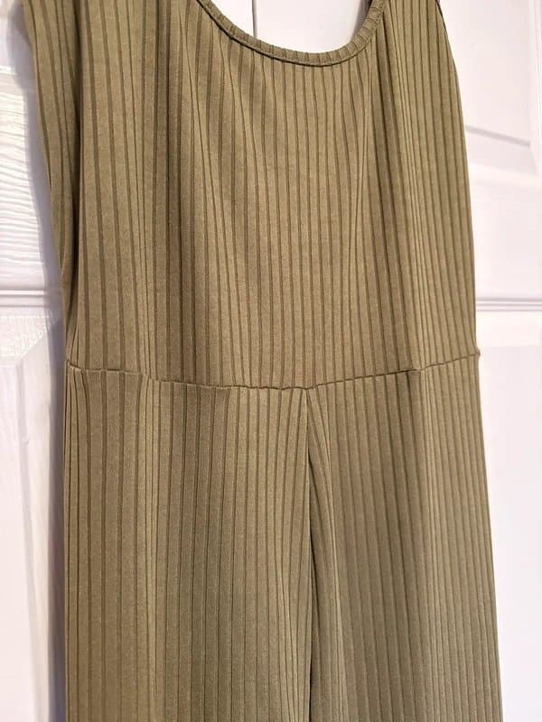 PLT PLT UK 12 Khaki Rib Double Strap Jumpsuit