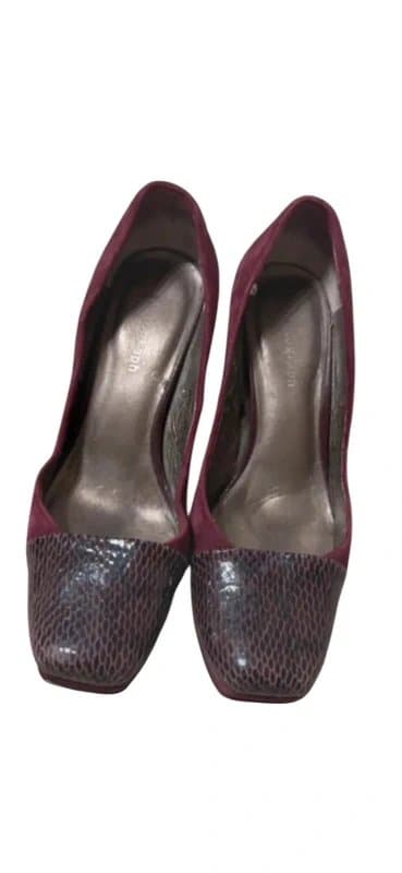 Autograph Vintage Autograph Burgundy Suede Court Shoes Snakeskin Toe Platform Heel UK 3.5