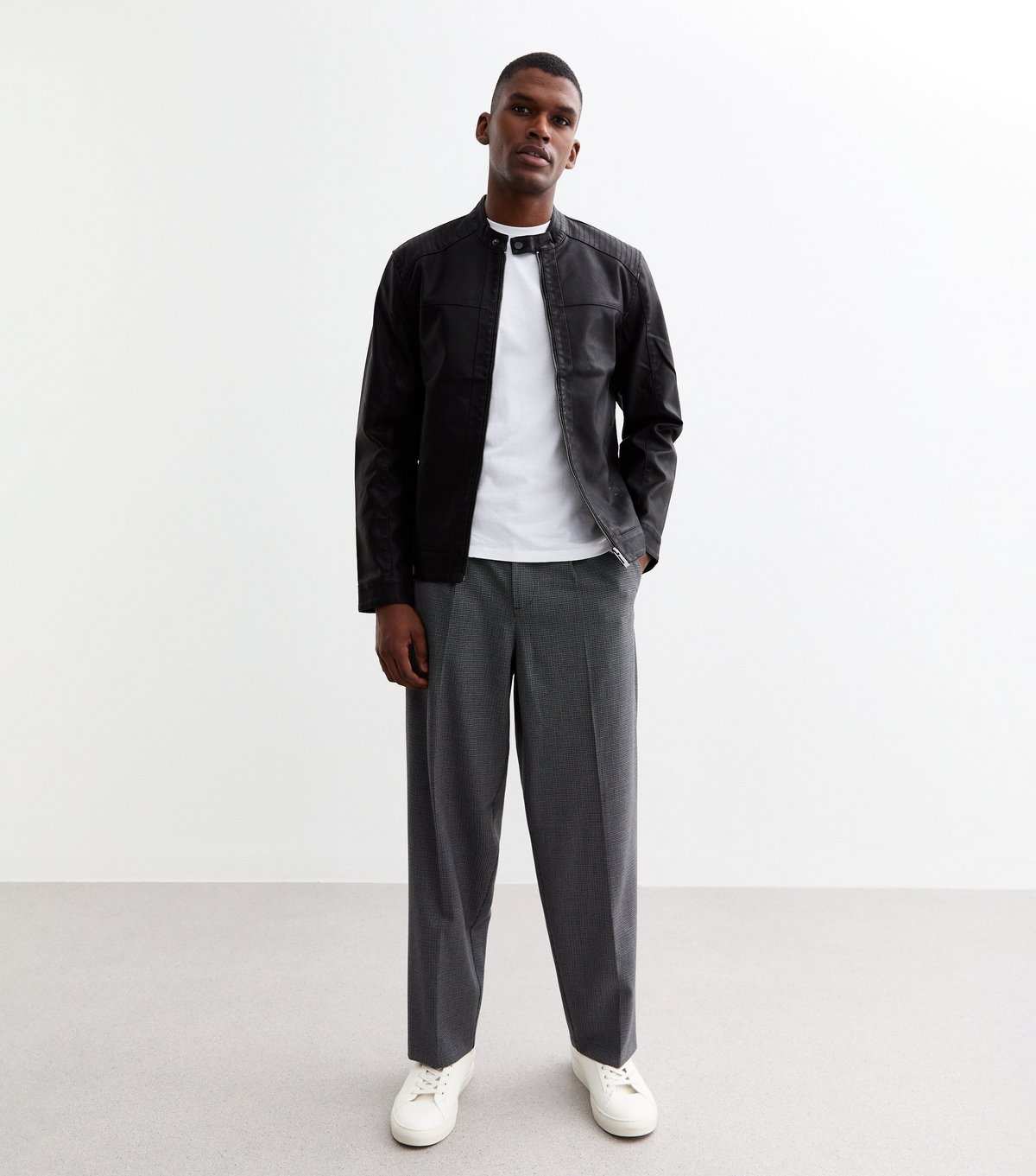 Only and Sons Men's Black Regular Faux Leather Jacket Only and Sons New Look - 3