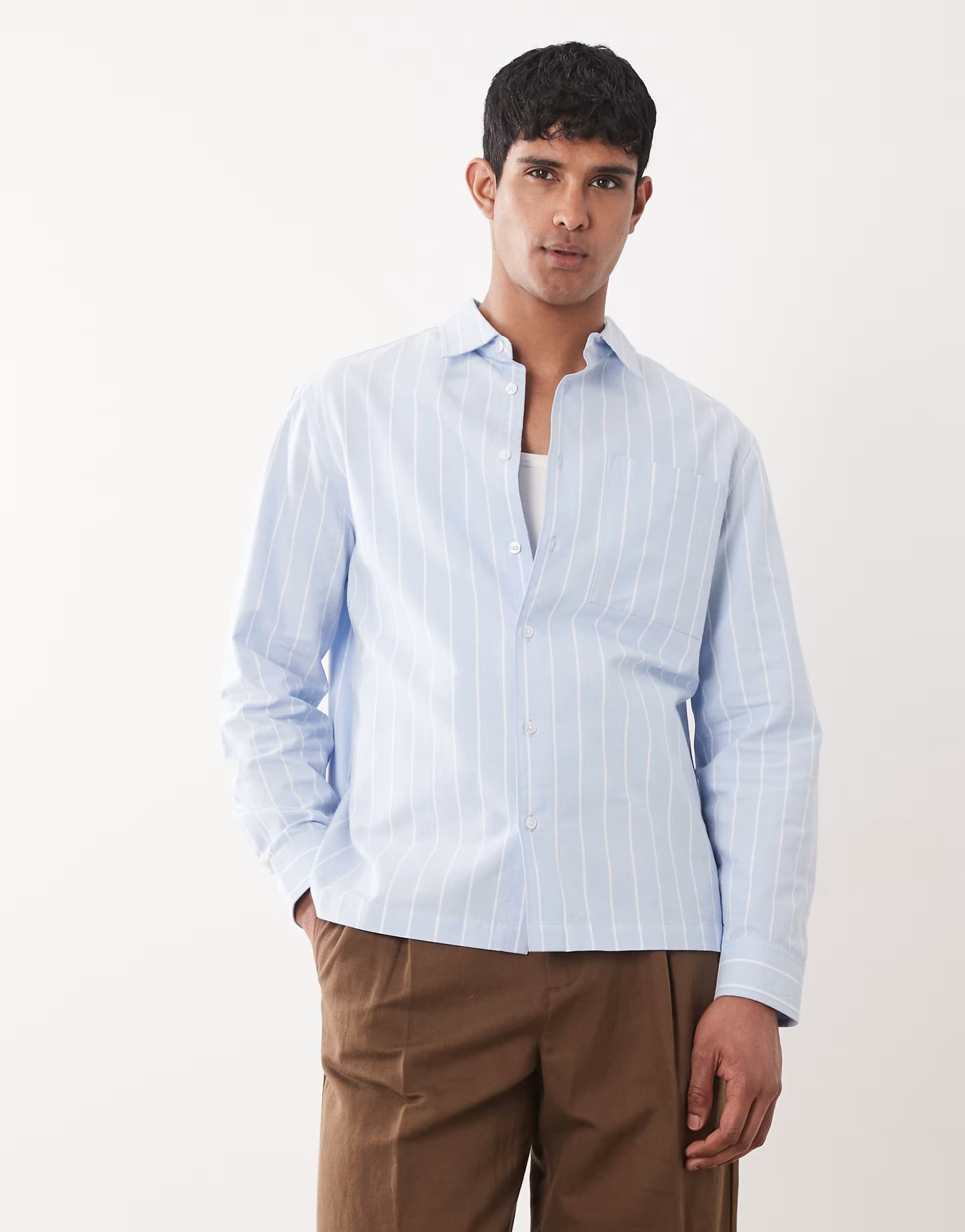 ASOS ASOS New Look Striped Boxy Shirt in Light Blue