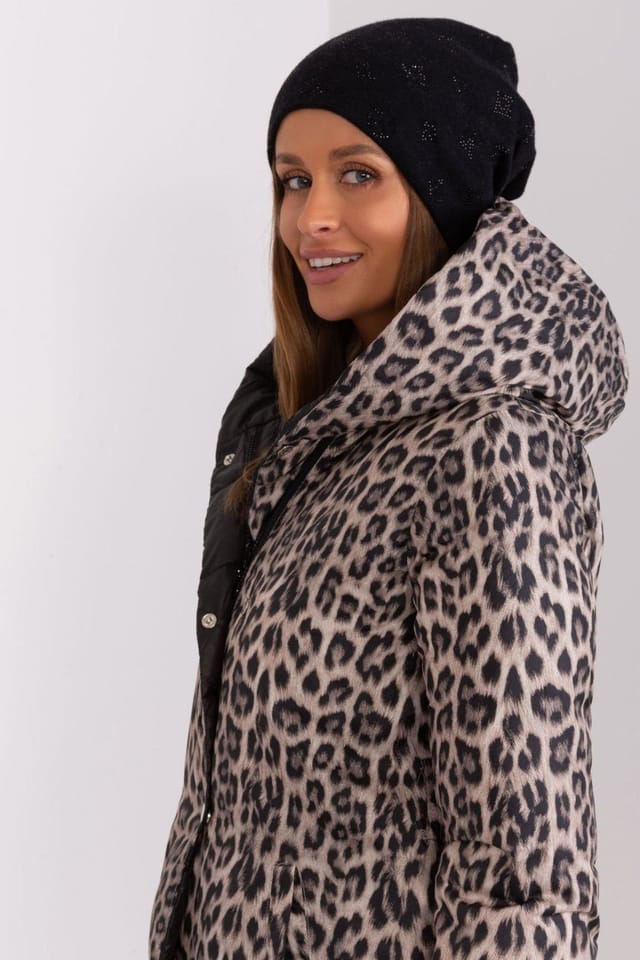 Love Lace Love Lace Women's Warm Winter Cashmere Beanie Hat with Decorative Rhinestone Detail in Black - 2