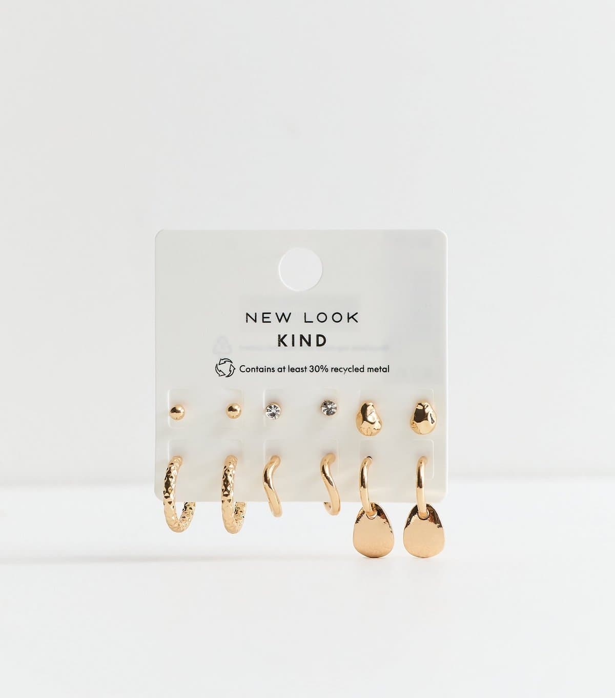 New Look Pack of 6 Gold Tone Stud and Hoop Earrings New Look