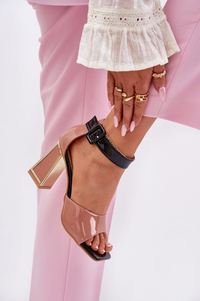 Love Lace Love Lace Women's Vinceza Elegant Column Heel Sandals with Buckle Closure in Pink - 3