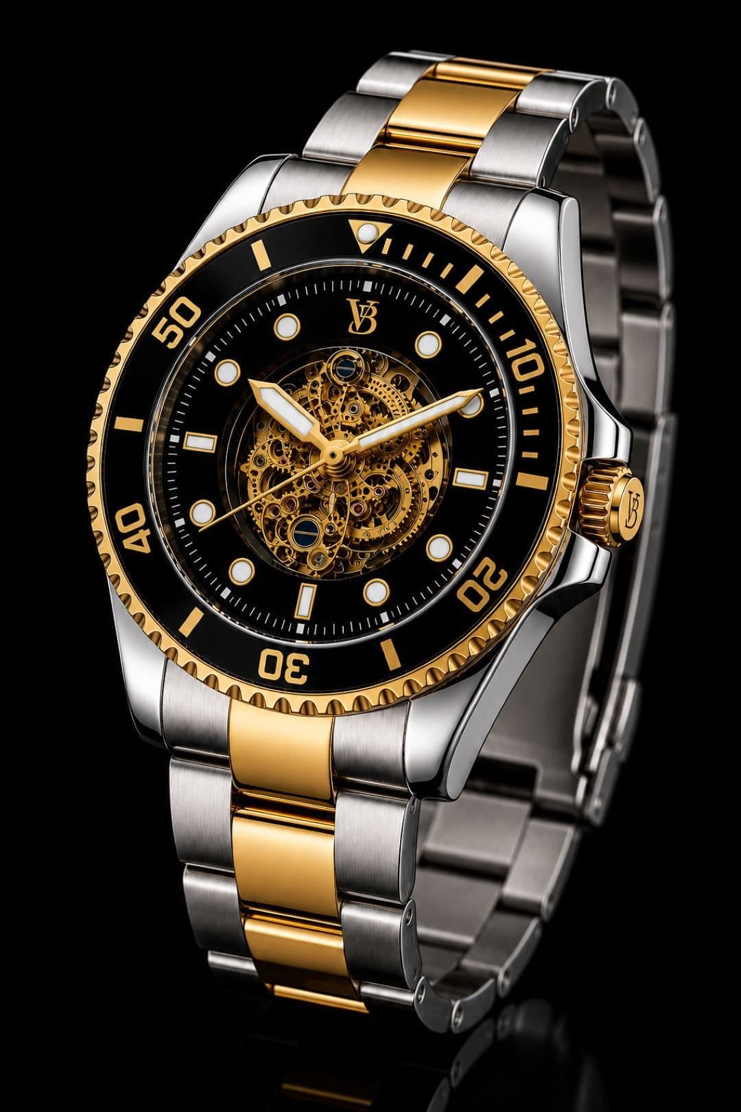 VON BREYER VON BREYER Men's Mens Watches Navigator Automatic Skeleton Watch Black Dial