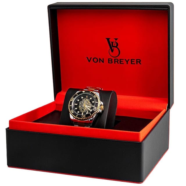 VON BREYER VON BREYER Men's Mens Watches Navigator Automatic Skeleton Watch Black Dial - 2
