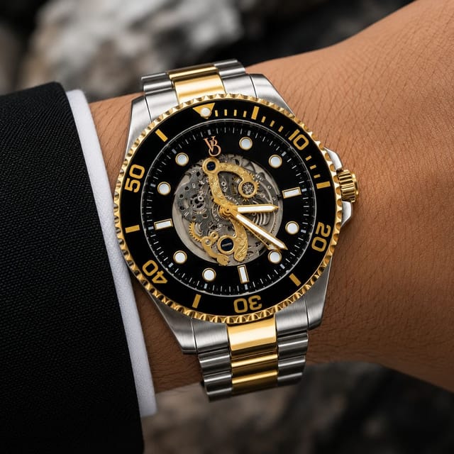 VON BREYER VON BREYER Men's Mens Watches Navigator Automatic Skeleton Watch Black Dial - 3