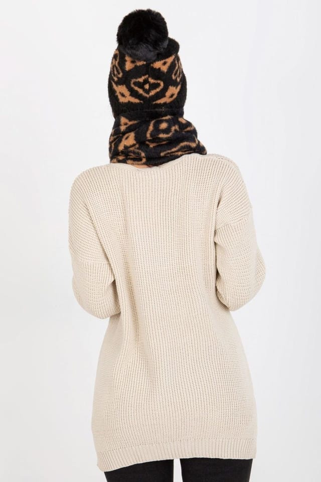 Love Lace Love Lace Women's Warm Infinity Scarf with Pattern Designed for Matching Cap Set in Black - 3