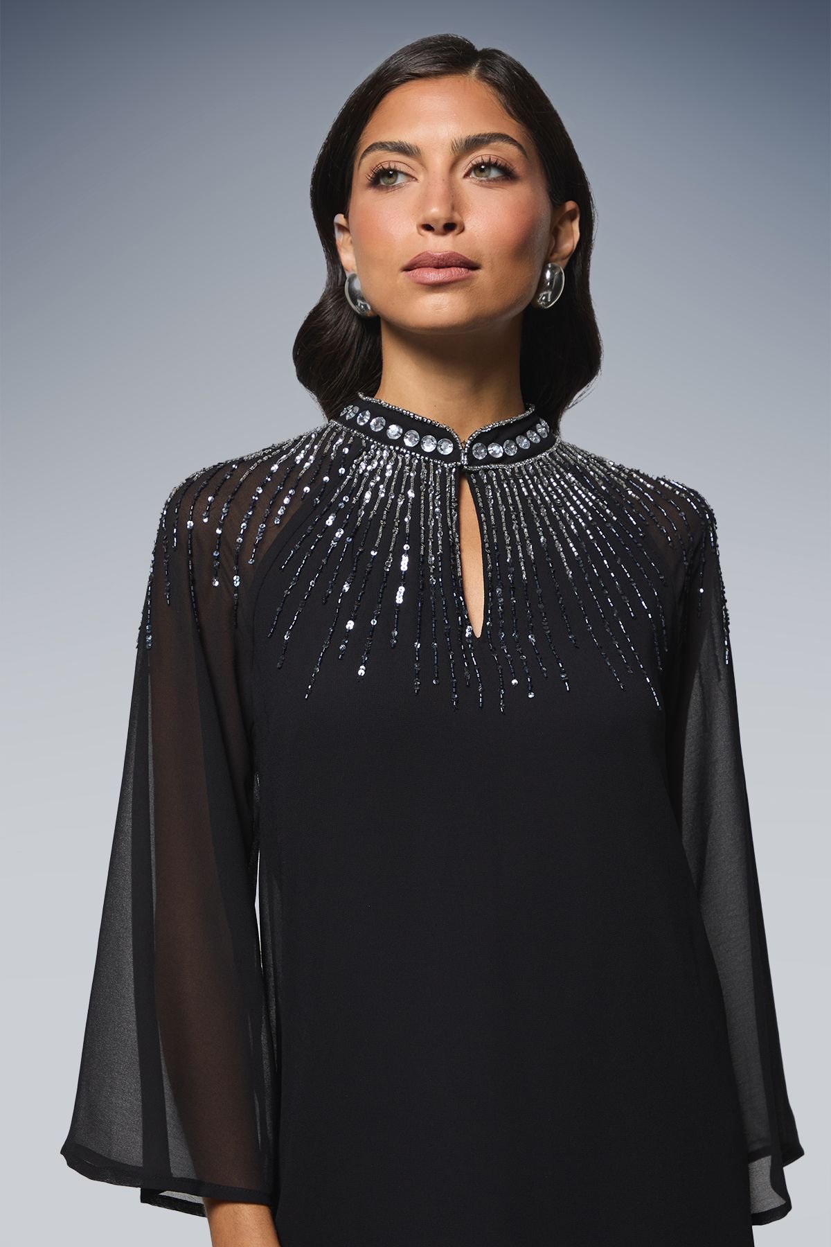 Wallis Wallis Women's Occasion Ombre Embellished Shift Dress in Black - 4