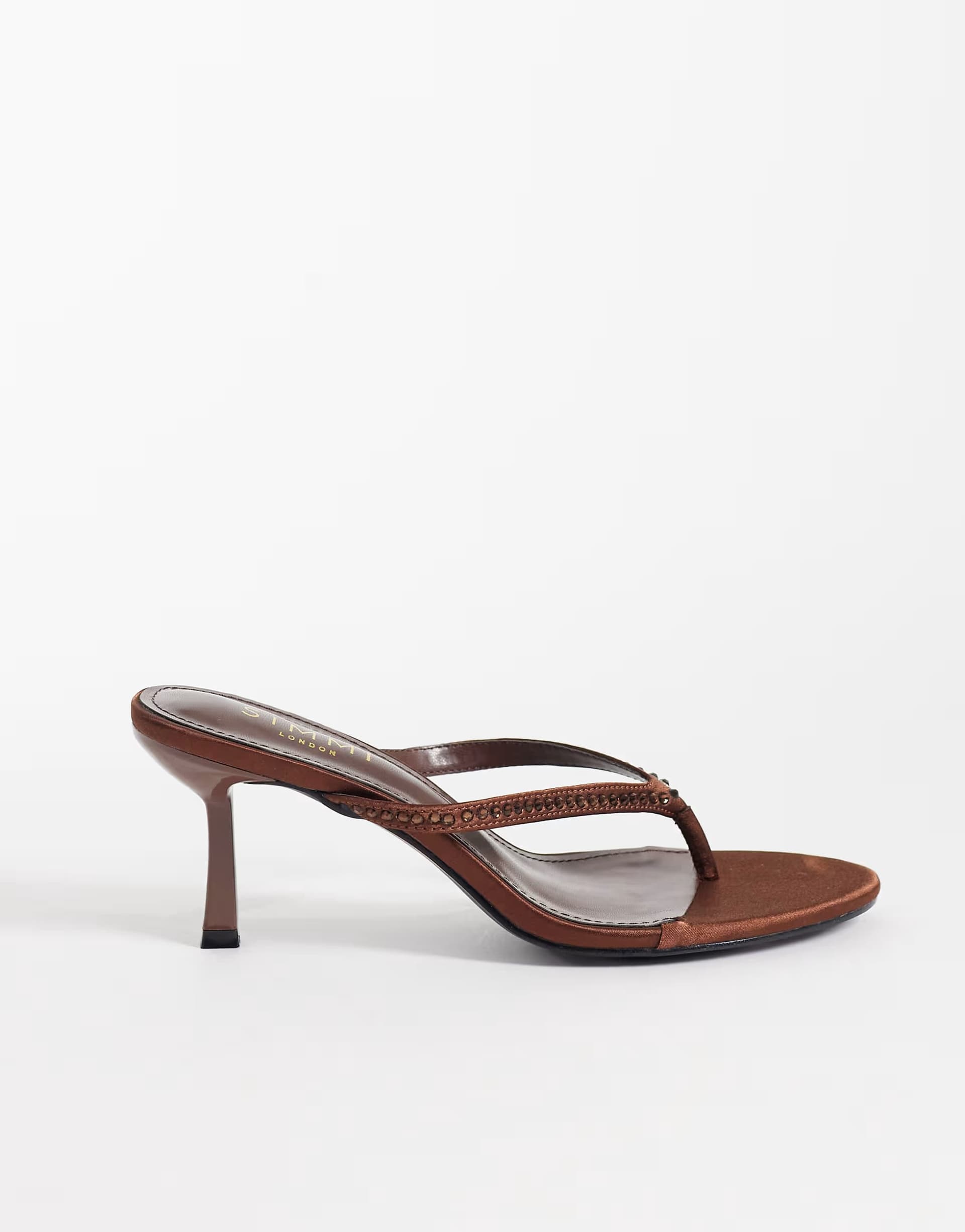 ASOS Simmi London Brown Embellished Heeled Toe Post Sandals