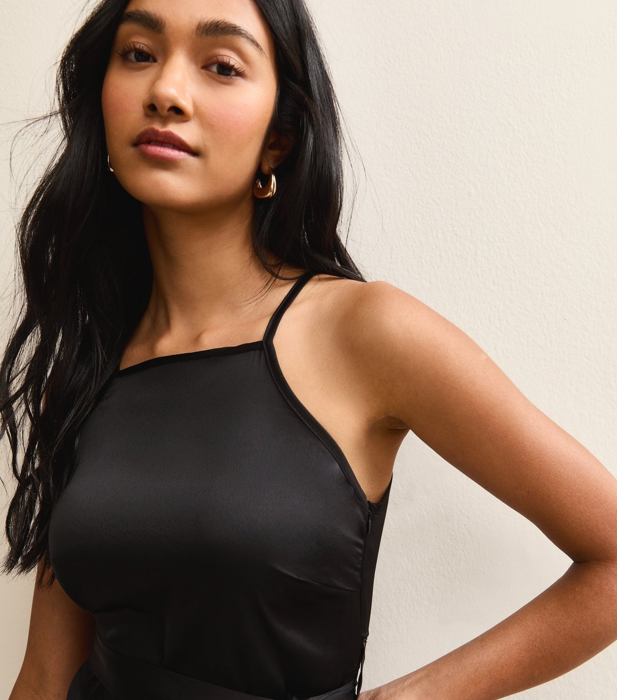 New Look Women's Black Satin Ruffled Wrap Midi Dress New Look - 3