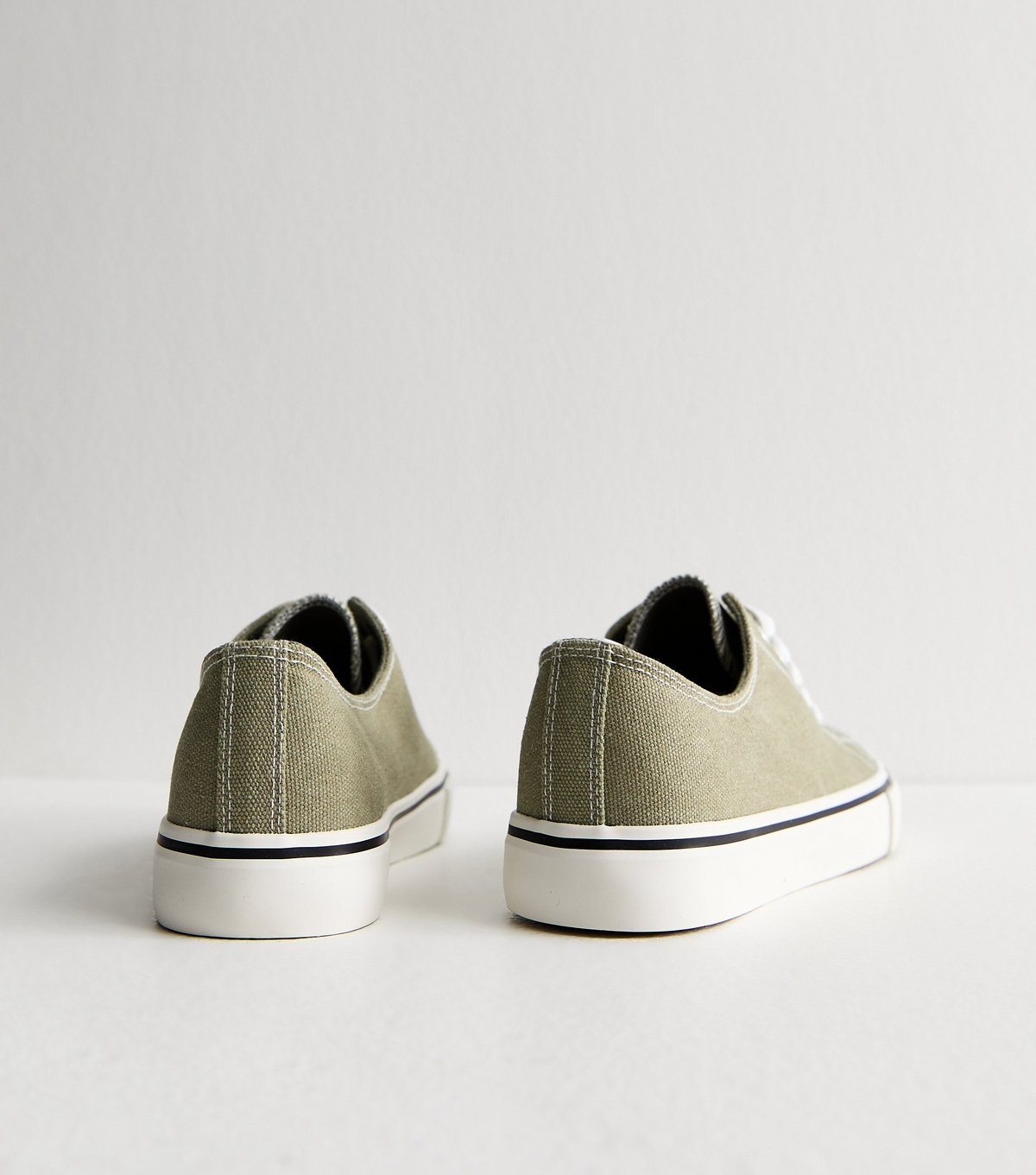 New Look Women's Light Khaki Canvas Lace Up Trainers Vegan New Look - 4