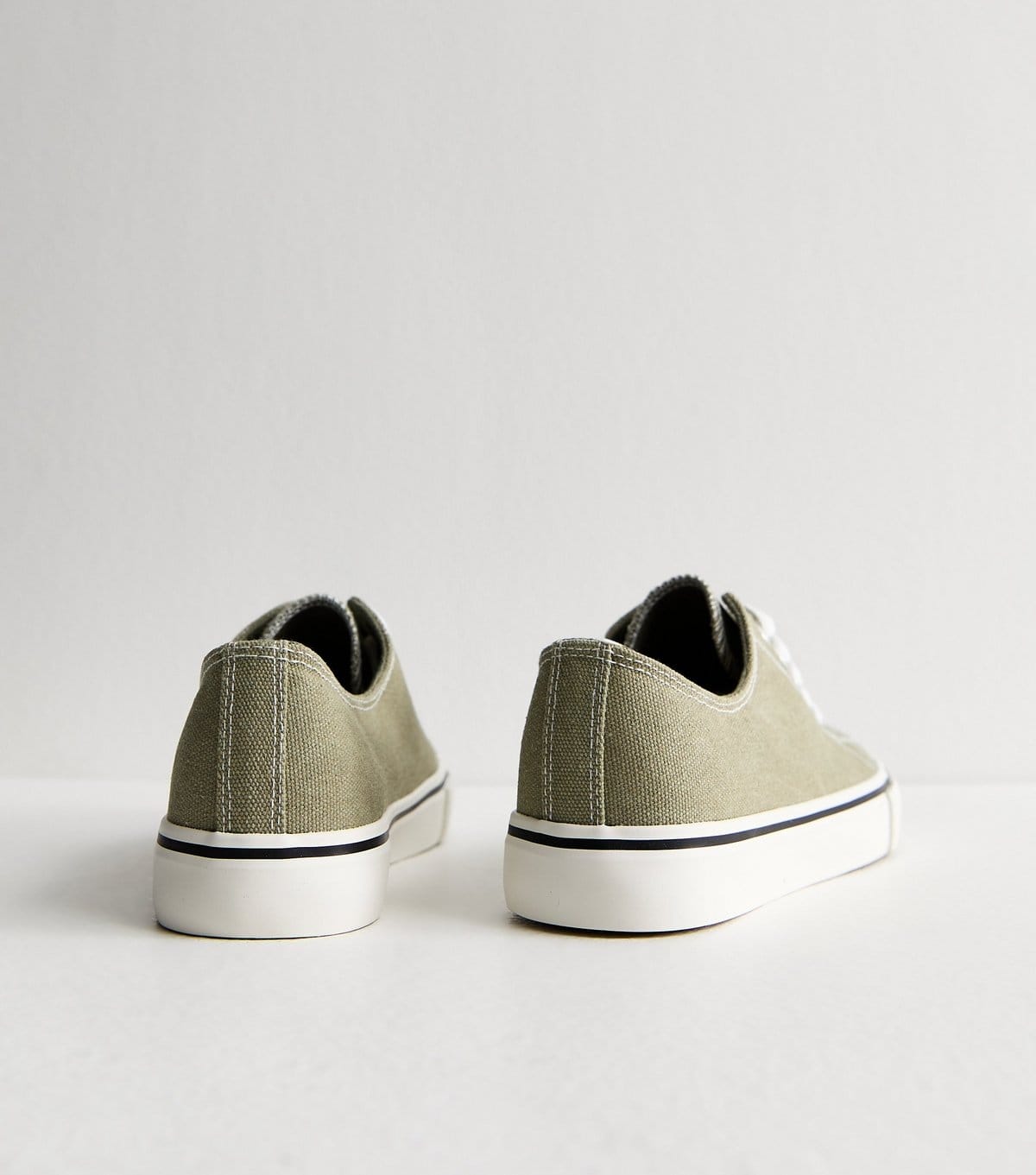 New Look Women's Light Khaki Canvas Lace Up Trainers Vegan New Look - 4