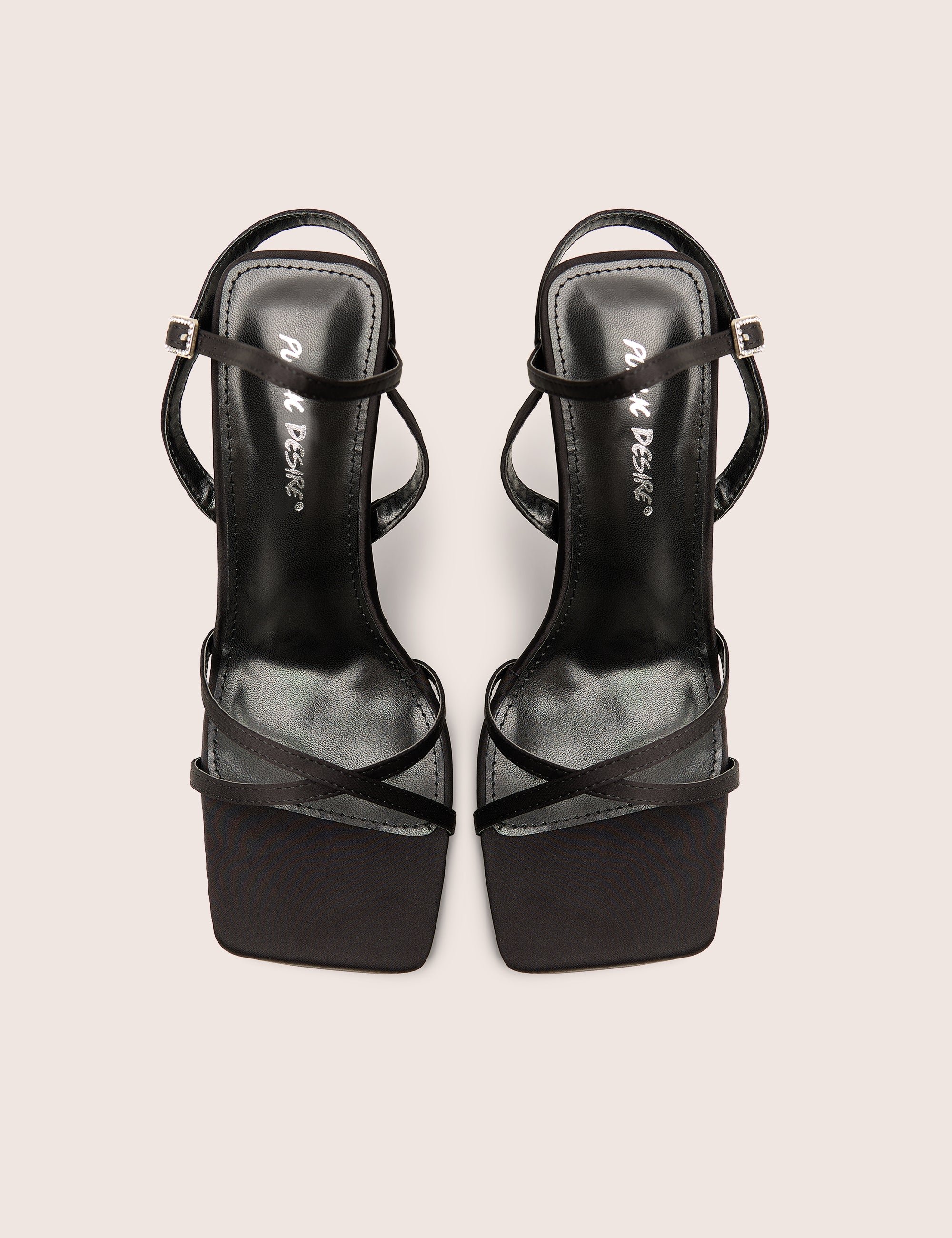 Public Desire Moss Black Velvet Strappy Stiletto Heels - 3