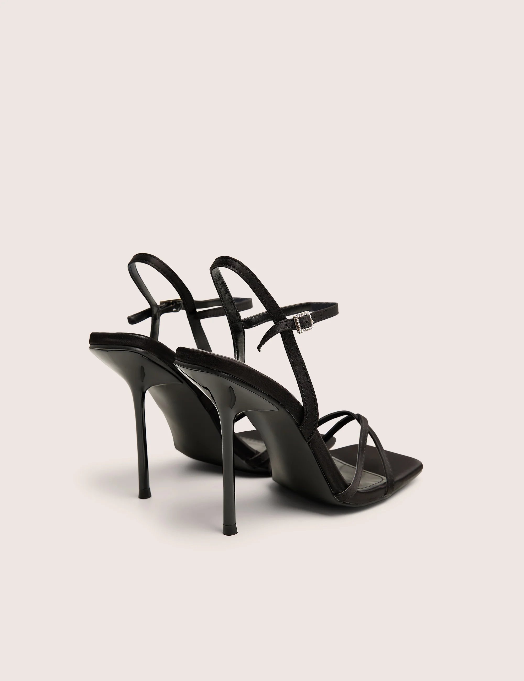 Public Desire Moss Black Velvet Strappy Stiletto Heels - 4