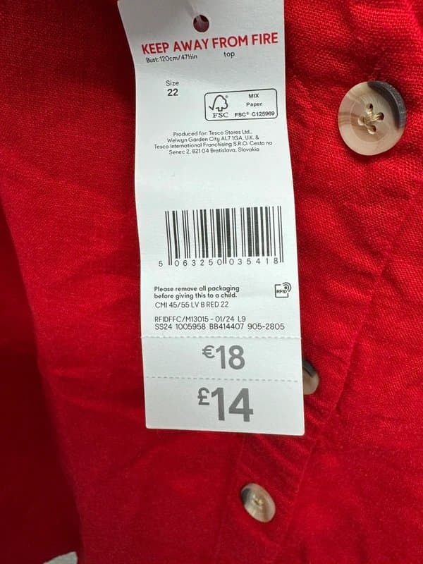 F&F Ladies Red Button Up Summer Vest New UK 22