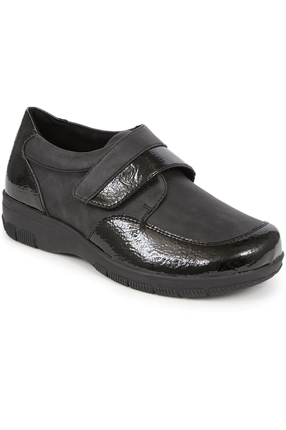 Easyfit Easyfit Women's Extra-Wide Touch-Fasten Monk Shoes in Black