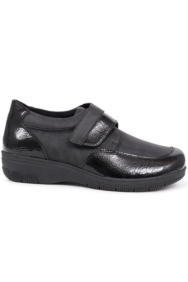 Easyfit Easyfit Women's Extra-Wide Touch-Fasten Monk Shoes in Black - 2