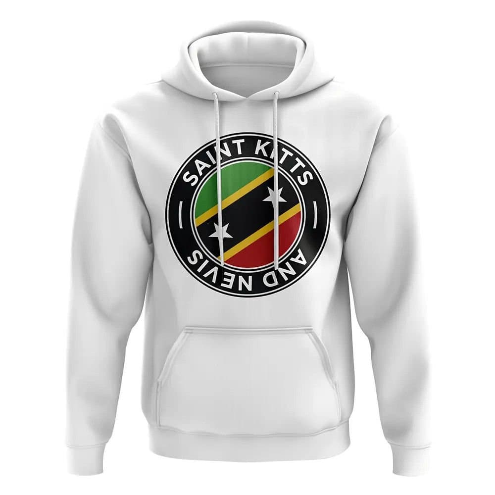 St Kitts and Nevis St Kitts and Nevis Men's Personalised Saint Kitts and Nevis Football Badge Hoodie in White