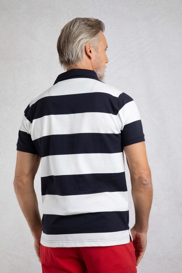 Weird Fish Weird Fish Men's Ronald Cotton Striped Polo Shirt in Navy - 3