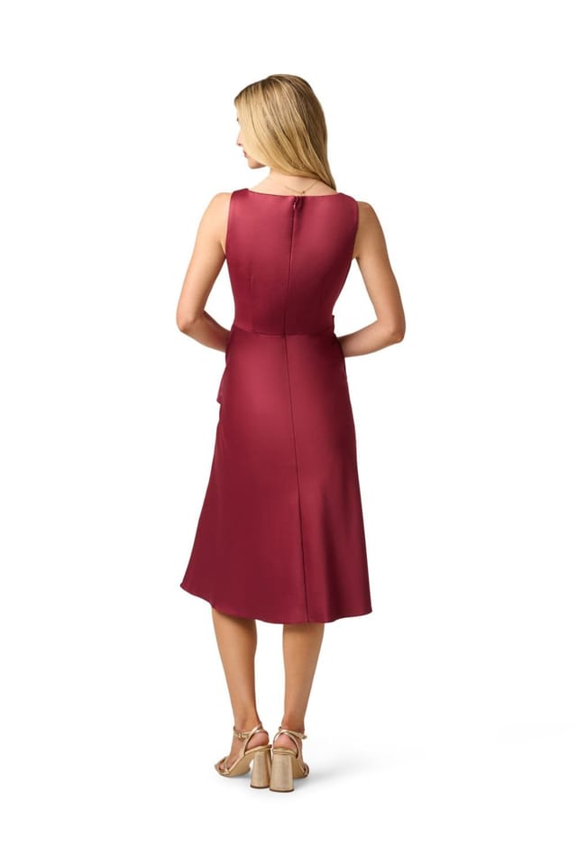 Adrianna Papell Adrianna Papell Women's Cowl Satin Crepe Midi Dress in Wine - 3