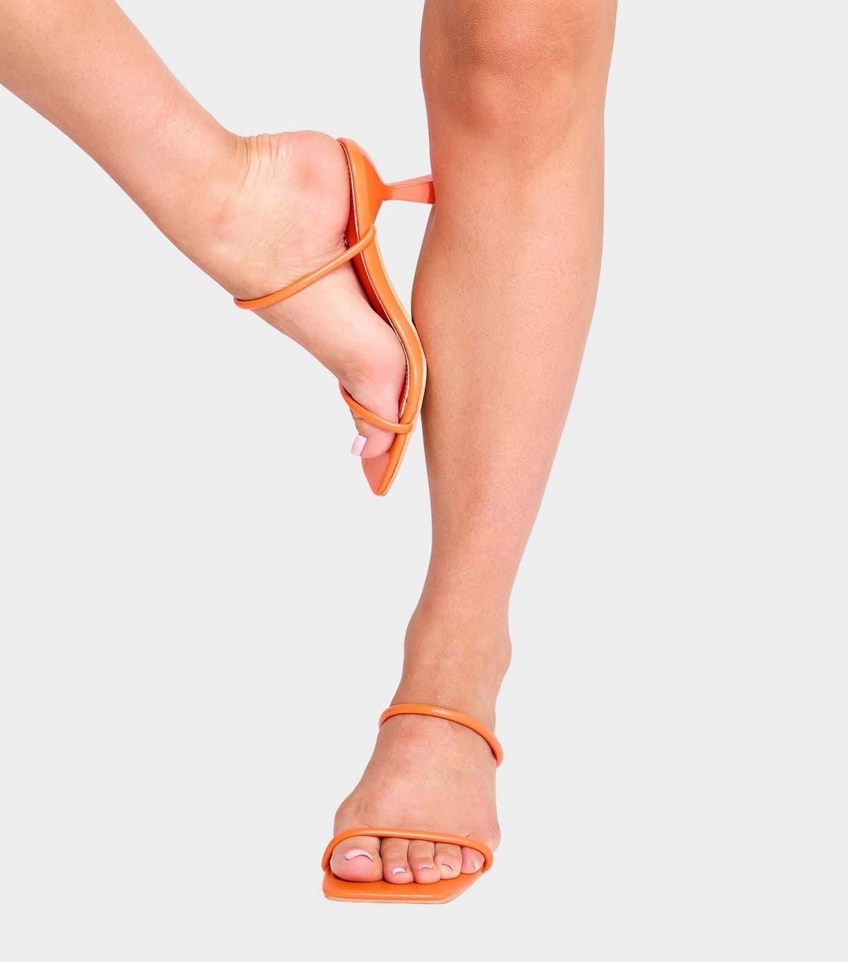 Public Desire Public Desire Bright Orange Mimi Double Strap Stiletto Mules