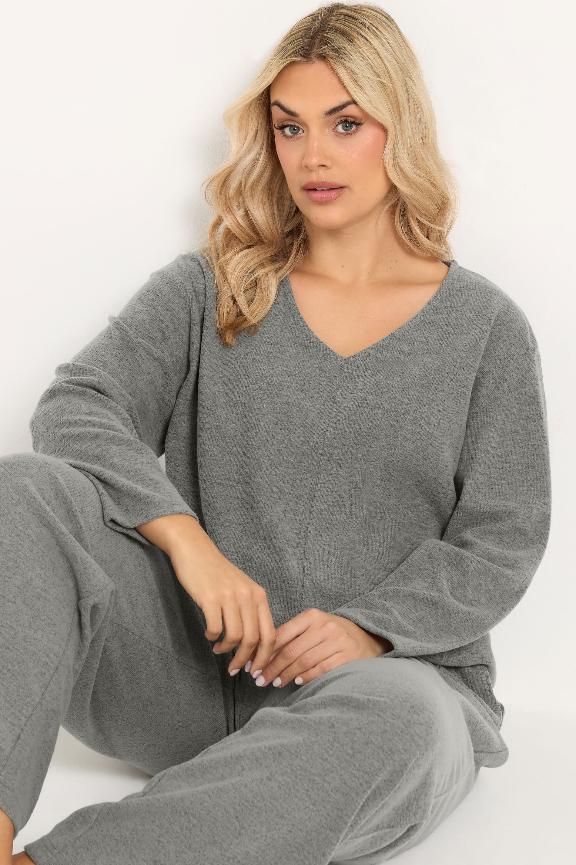 Yours Plus Size Grey Seam Detail Top