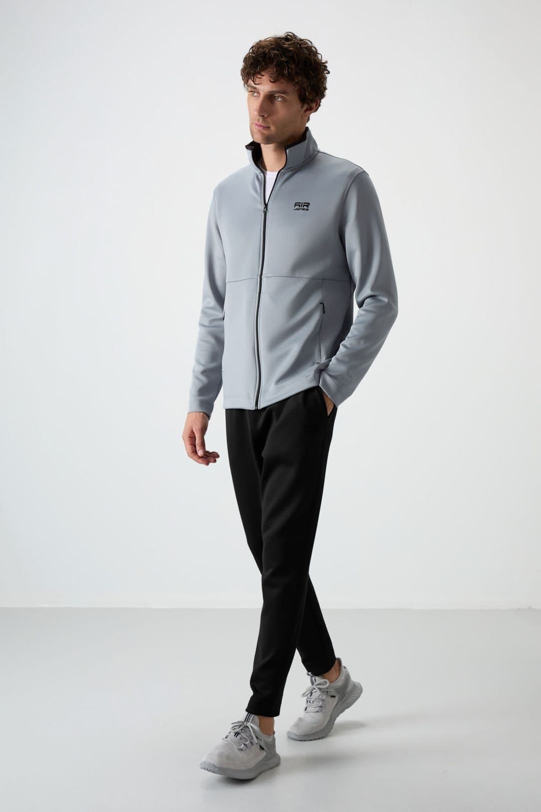 Tommy Life Tommy Life Men's Scuba Active Set With Zip Collar in Light Grey