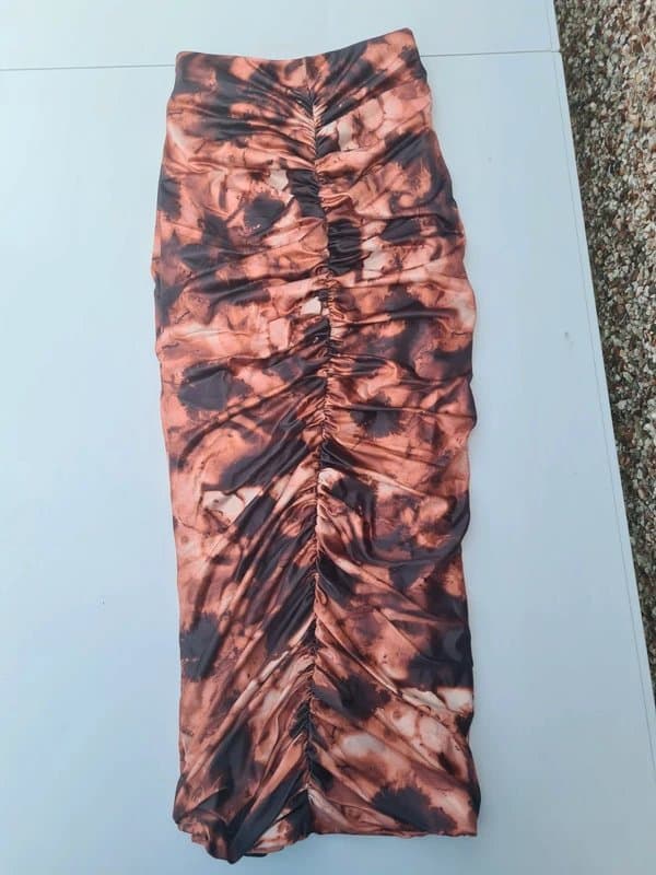 Missy Empire BNWT Missguided Brown Marble Ruched Skirt UK8 / XS | RRP £22