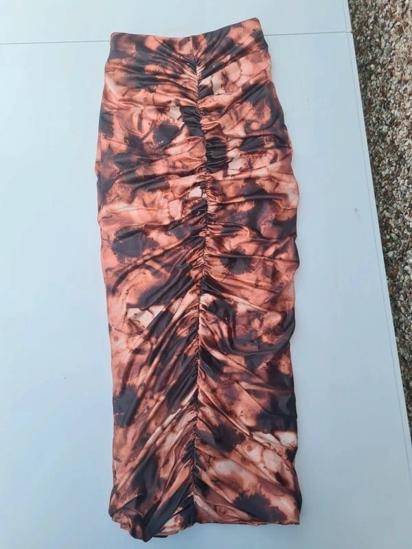 Missy Empire BNWT Missguided Brown Marble Ruched Skirt UK8 / XS | RRP £22 - 1