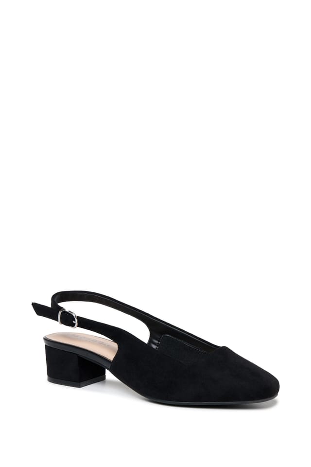 Paradox London Paradox London Women's Giulietta' Wide Fit Square Toe Block Heel Slingback Shoes in Black - 3