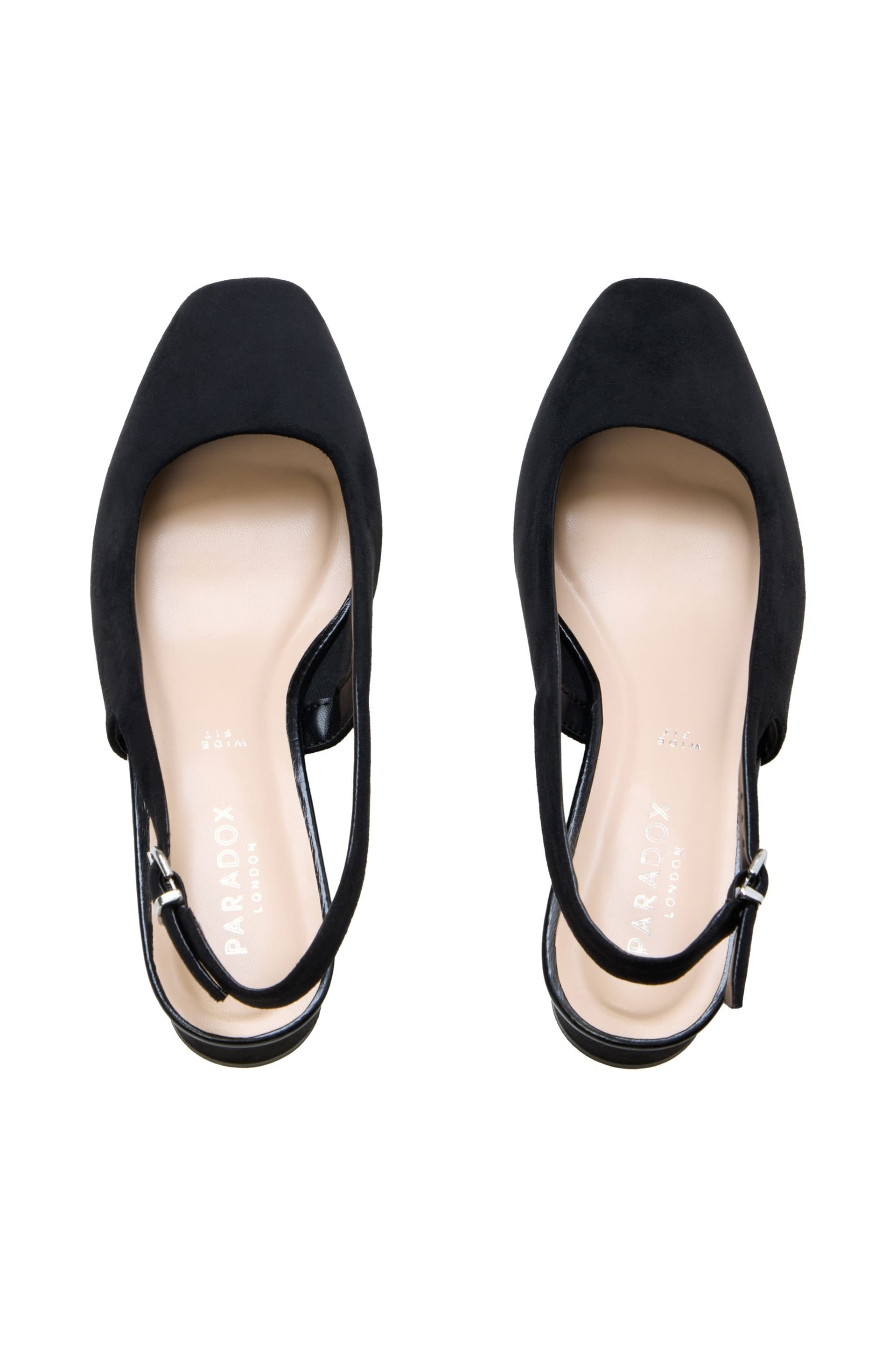 Paradox London Paradox London Women's Giulietta' Wide Fit Square Toe Block Heel Slingback Shoes in Black - 4