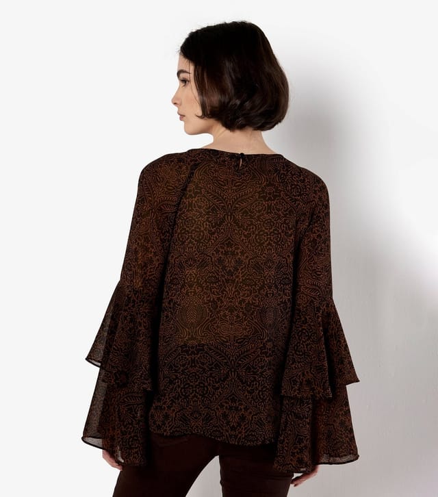 Apricot Women's Rust Paisley Print Ruffle Sleeve Blouse Apricot New Look - 2
