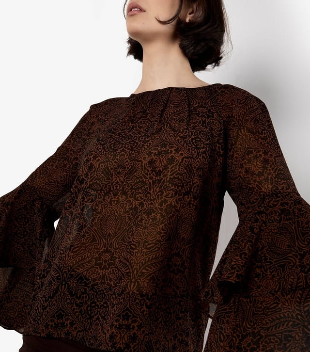 Apricot Women's Rust Paisley Print Ruffle Sleeve Blouse Apricot New Look - 3