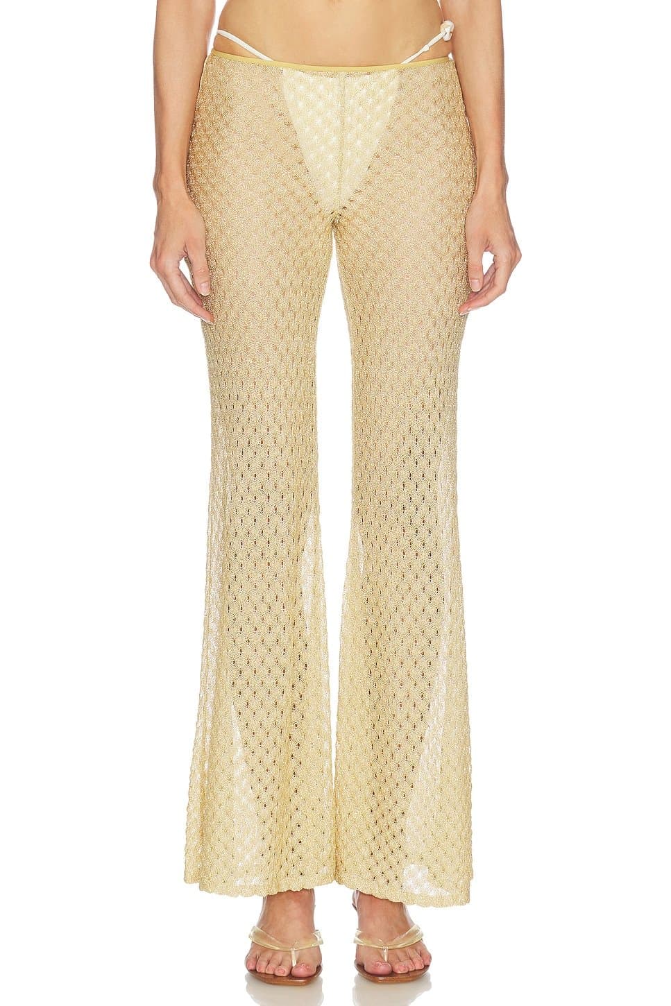 revolve Revolve Gold Satin Flared Trousers