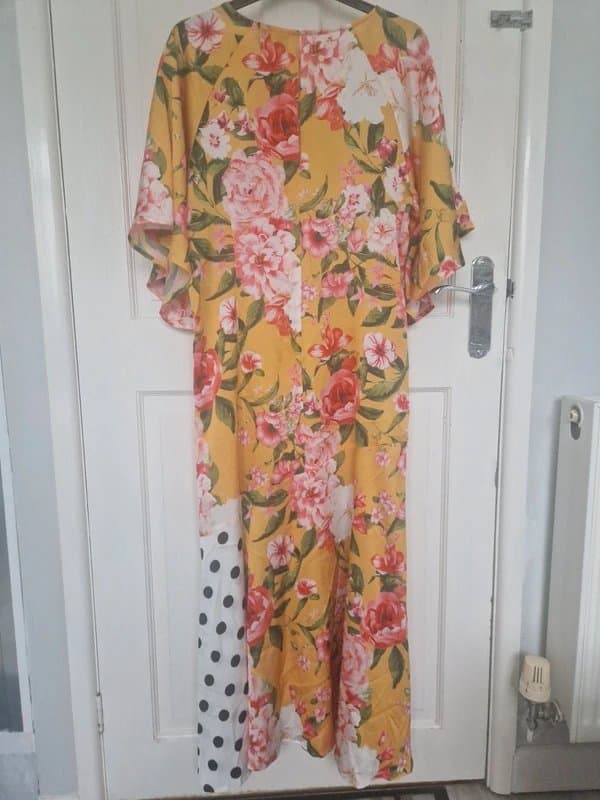 Never Fully Dressed Yellow Floral & Spotty Midi Dress