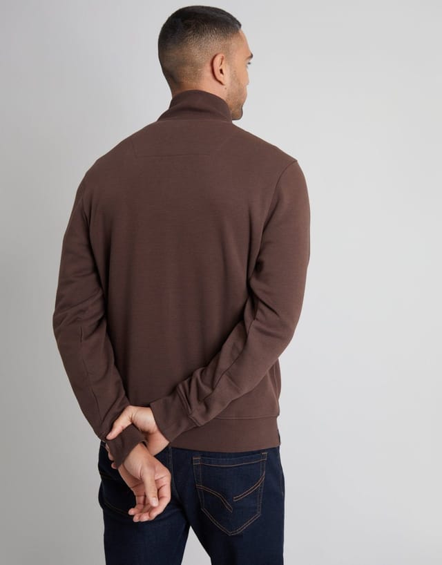 Threadbare threadbare Men's 'Patrick' Quarter Zip Neck Sweatshirt in Brown - 2