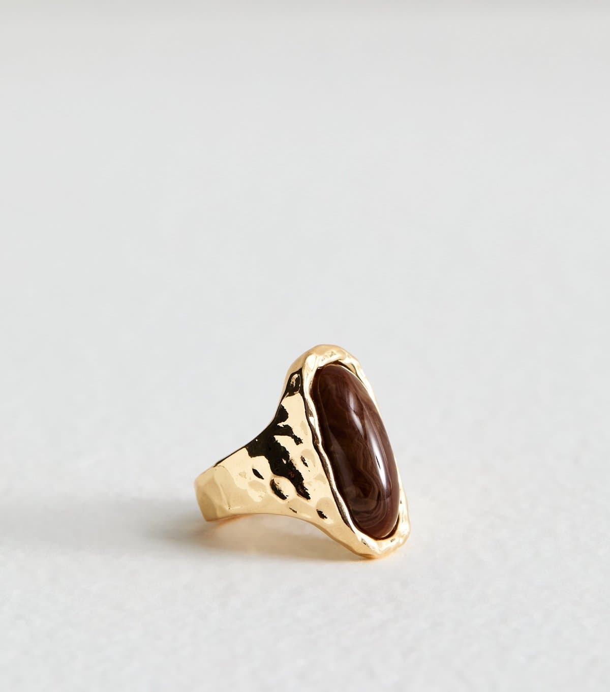 New Look Gold Tone Textured Stone Embellished Ring New Look