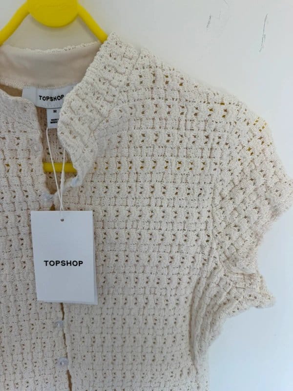 Topshop Cream Crochet Top