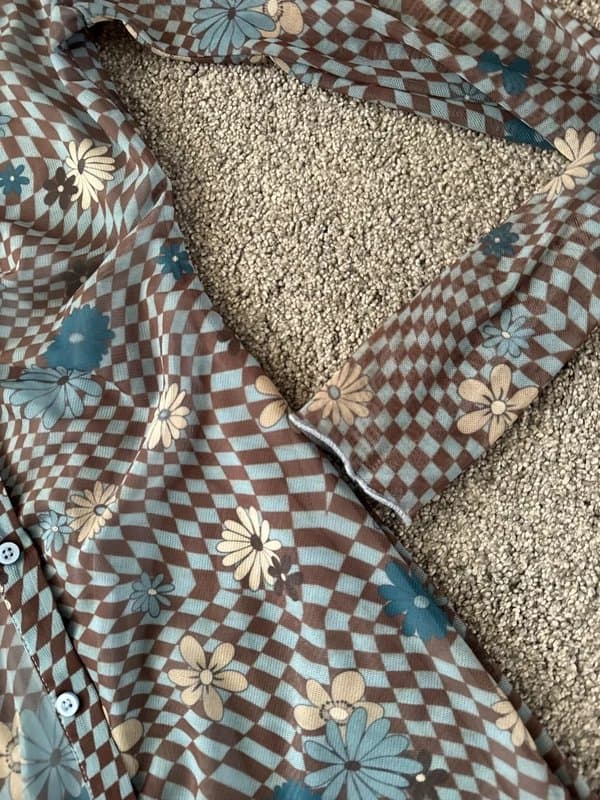 Bershka Bershka brown blue floral chiffon mini dress medium