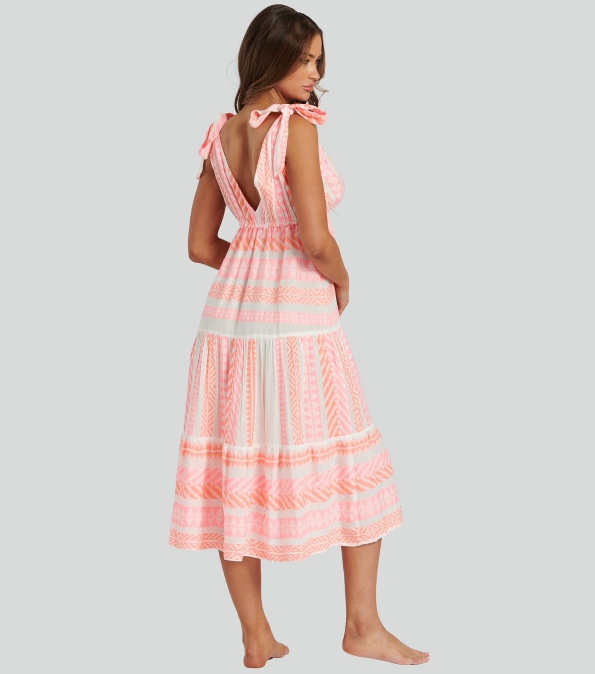 South Beach Women's Pink Jacquard Tie Shoulder Midi Dress South Beach New Look - 4