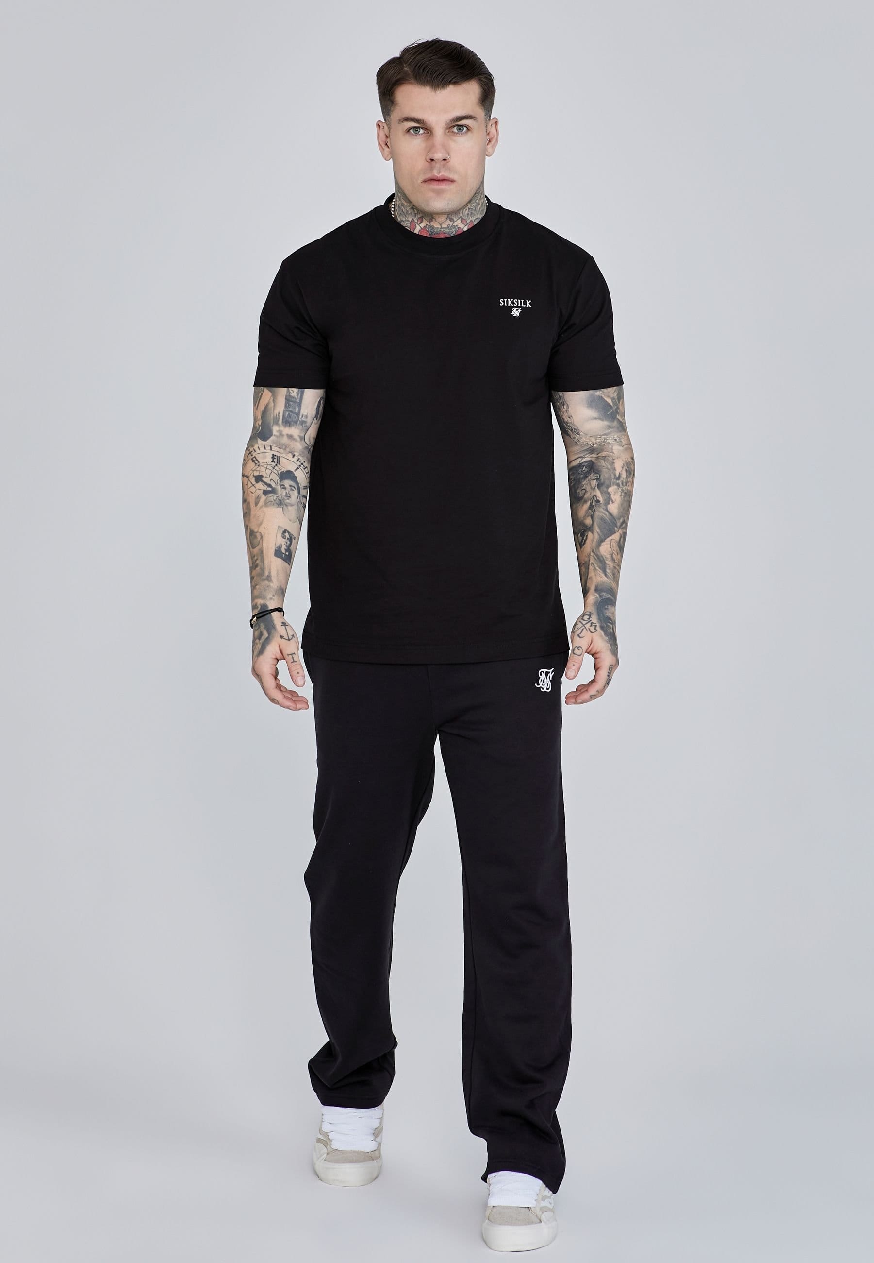 SikSilk SikSilk Men's Grey Marl Track Pants in Black - 4