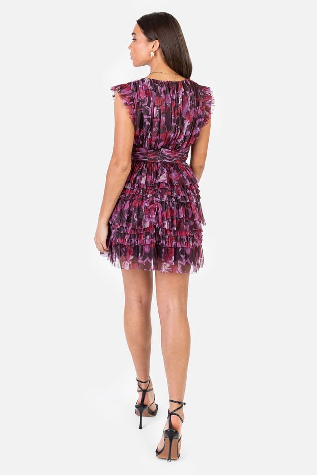 Anaya with Love Anaya with Love Women's Floral Flutter Sleeve Ruffled Mini Dress in Pink - 2