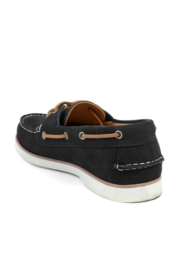 Jones Bootmaker Jones Bootmaker Women's Patrizia Leather Boat Shoes in Navy - 3