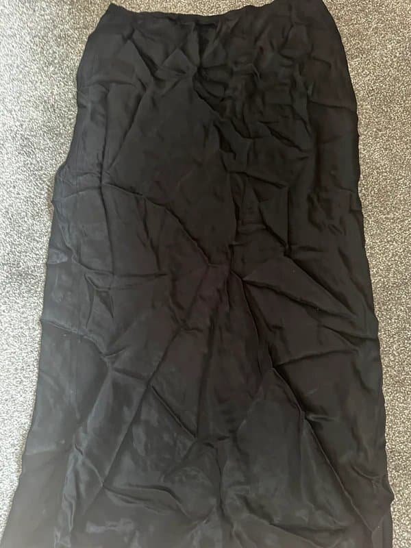 Topshop Topshop Black Satin Midi Skirt Size 14