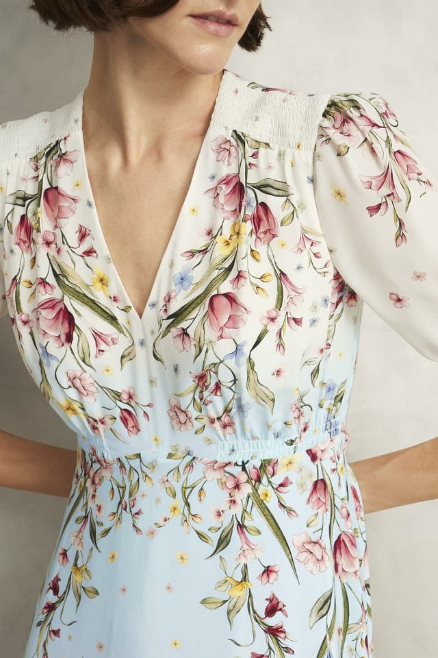 Hobbs London Hobbs London Women's Belmond Floral Print Midi Silk Dress in Warm White - 3