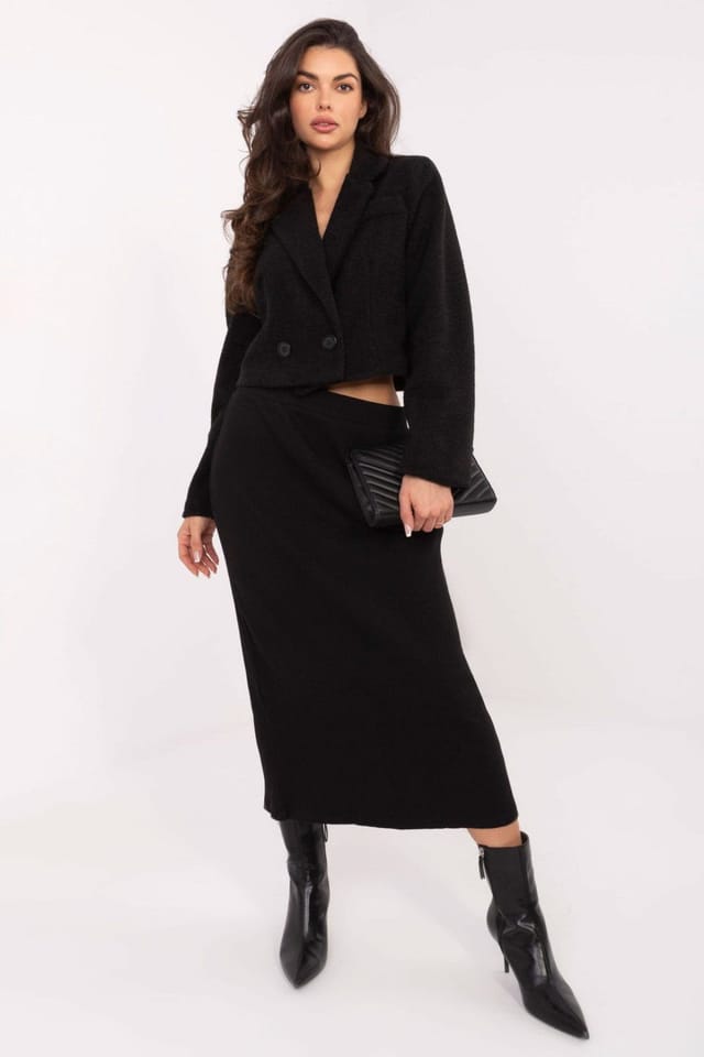 Love Lace Love Lace Women's Elegant Short Double Breasted Polyester Coat Style 220448 in Black - 2