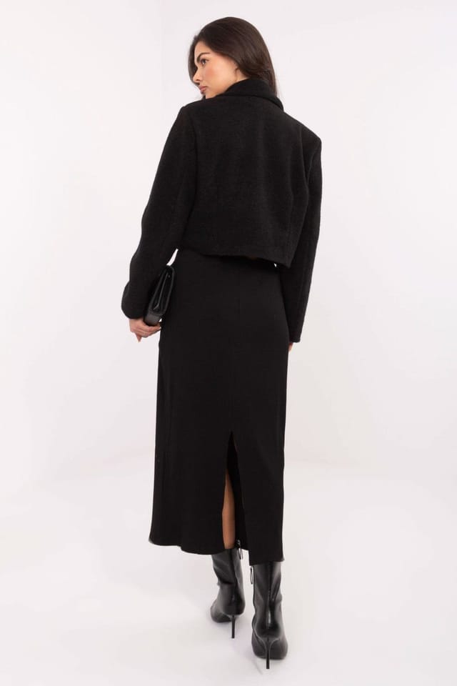 Love Lace Love Lace Women's Elegant Short Double Breasted Polyester Coat Style 220448 in Black - 3
