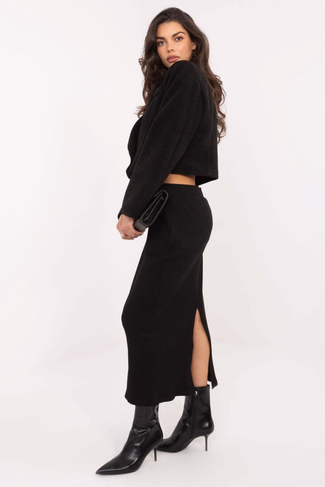 Love Lace Love Lace Women's Elegant Short Double Breasted Polyester Coat Style 220448 in Black - 4