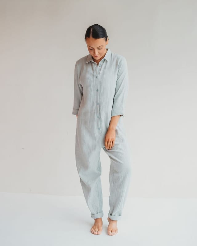 Turtledove London Turtledove London Women's Shana Sky Blue Collared Jumpsuit - 2